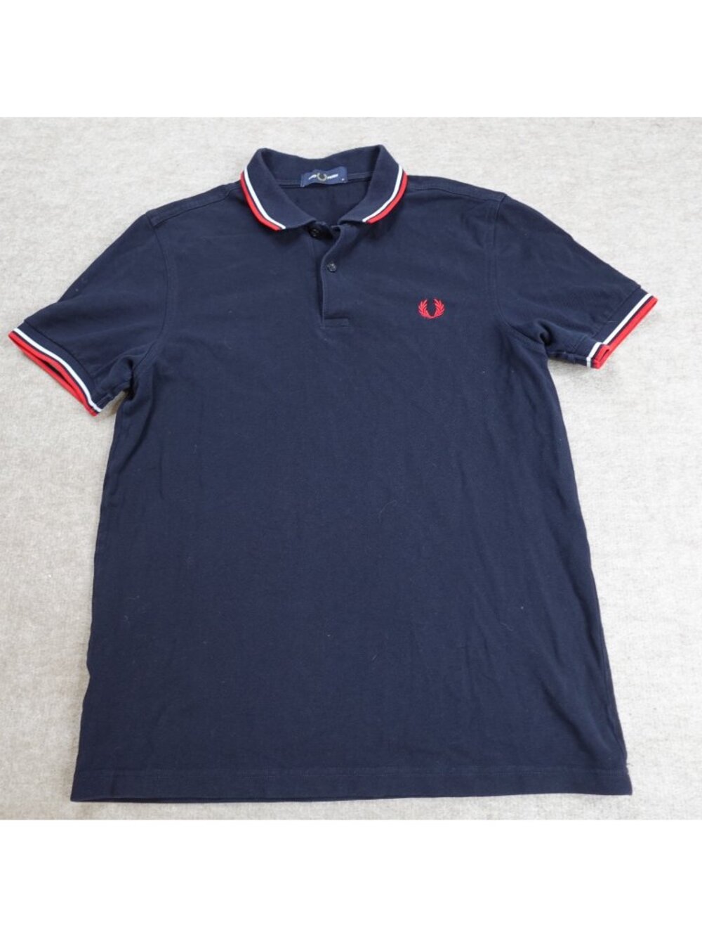Fred Perry Polo Shirt Medium Blue White Red Embroidered